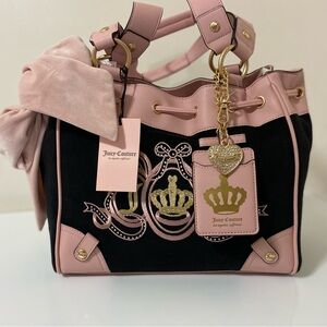 Juicy Couture Black and Pink Shoulder Bag